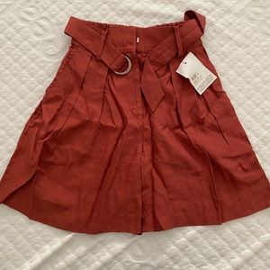 Isabel Burt Orange Linen Shorts